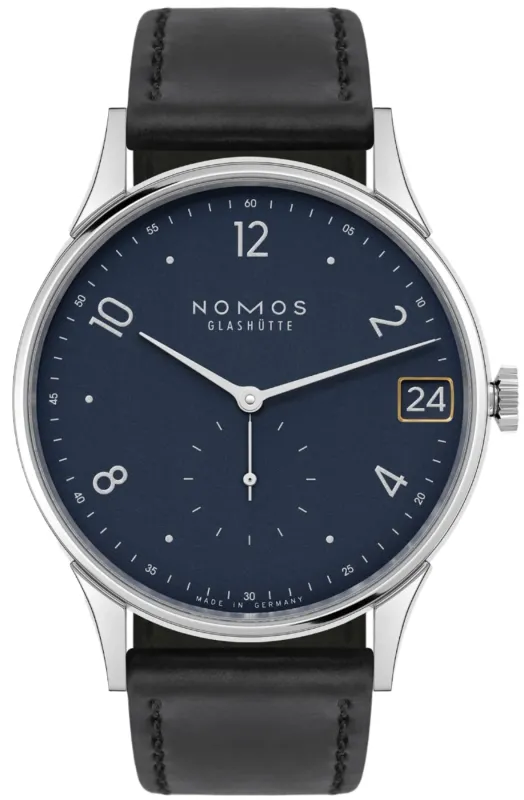 Nomos Glashutte Minimatik 39 Date Blue Sapphire Crystal Watch made by C.W. Sellors
