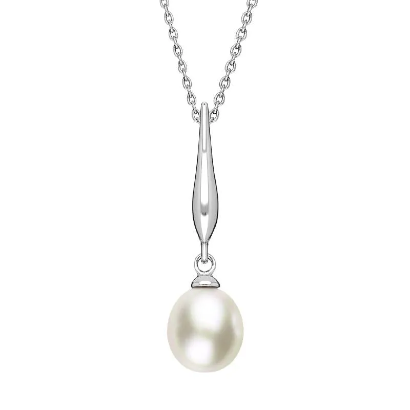 Sterling Silver White Pearl Pod Top Drop Pendant sold by C.W. Sellors