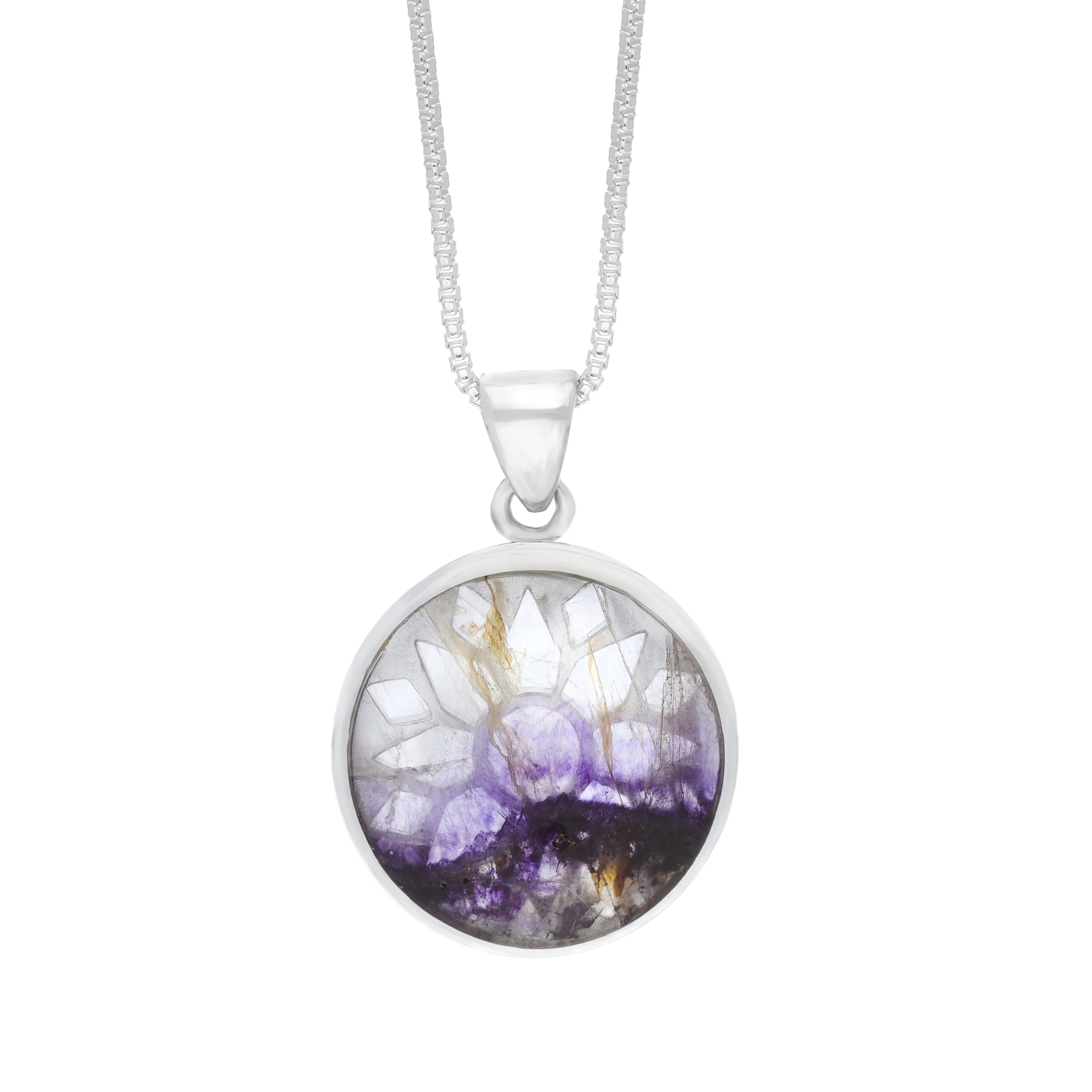 Sterling Silver 18mm Blue John Chatsworth Décor Round Pendant sold by C.W. Sellors product image thumbnail 2
