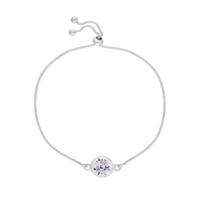 Sterling Silver 10mm Blue John Chatsworth Décor Round Adjustable Bracelet sold by C.W. Sellors