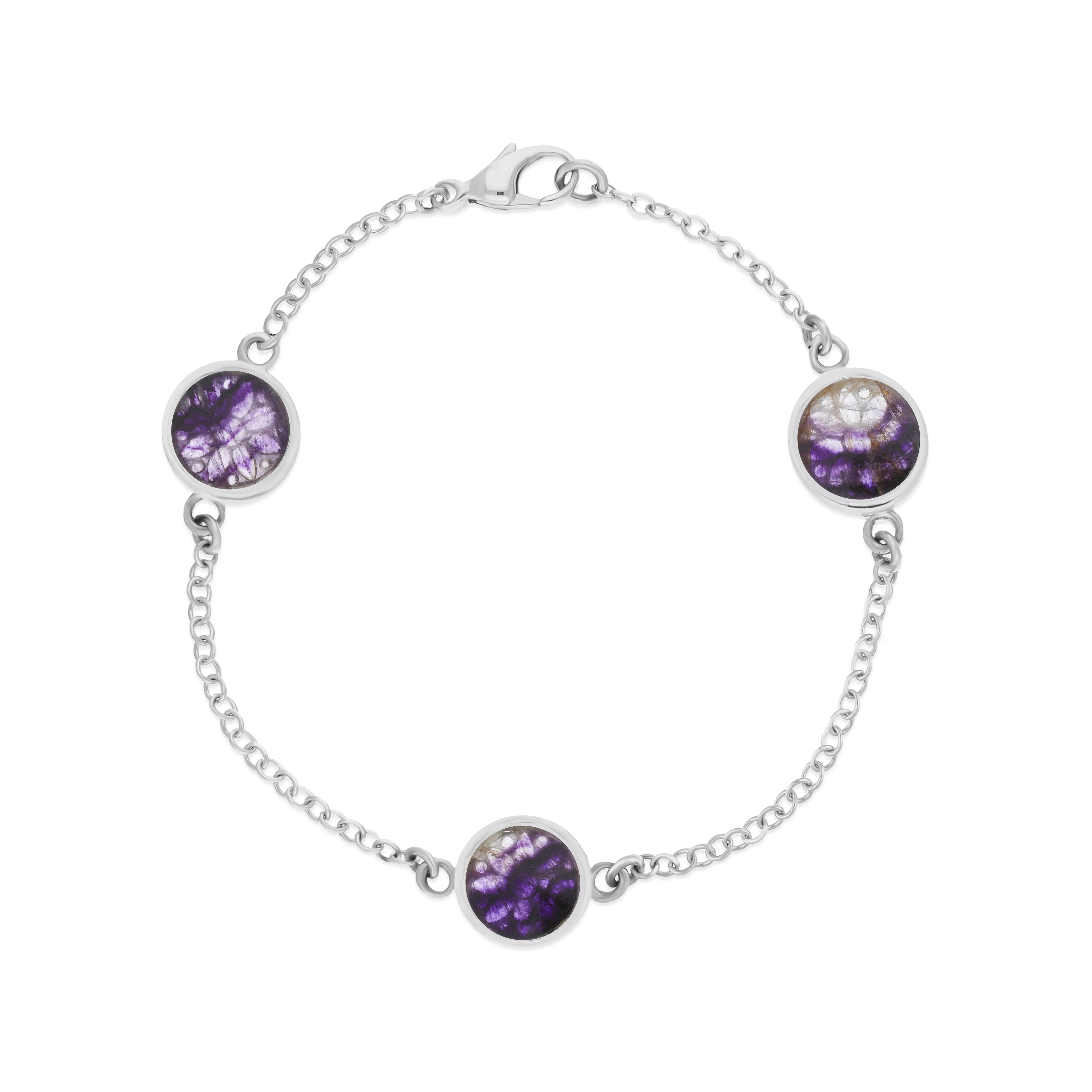 Sterling Silver 10mm Blue John Three Flower Burst Chatsworth Décor Bracelet sold by C.W. Sellors product image thumbnail 2