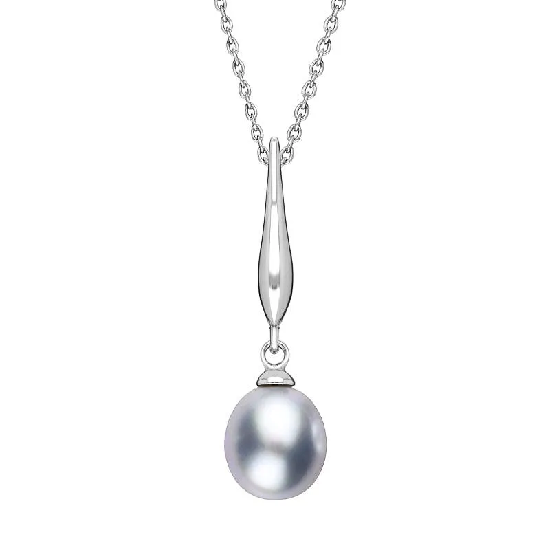 Sterling Silver Grey Freshwater Pearl Drop Necklace sold by C.W. Sellors