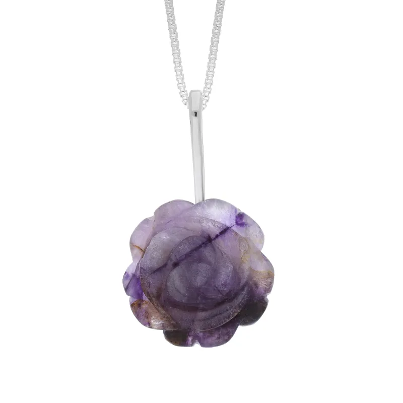 Sterling Silver 18mm Blue John Tuberose Rose Necklace sold by C.W. Sellors
