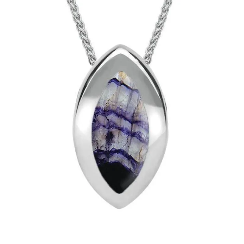 Sterling Silver Blue John Framed Marquise Necklace sold by C.W. Sellors
