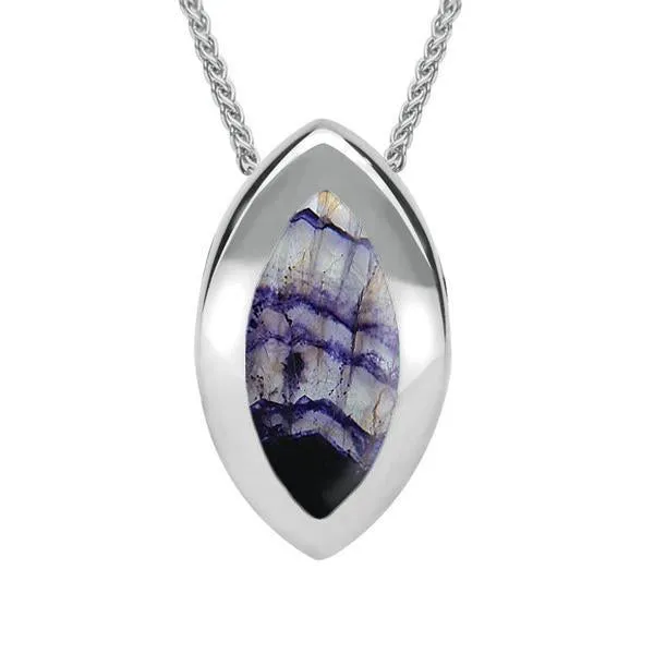Sterling Silver Blue John Framed Marquise Necklace sold by C.W. Sellors