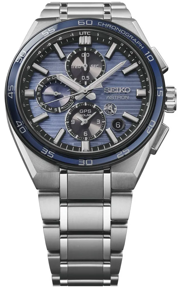 Seiko Astron Watch GPS Solar Dual Time Chronograph in Slate Blue sold by C.W. Sellors product image thumbnail 4