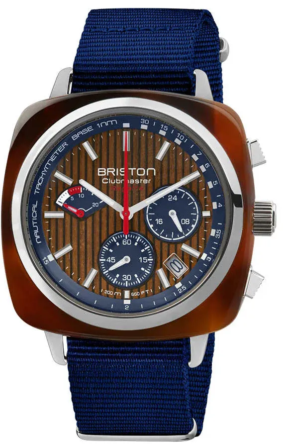 Briston Clubmaster Regatta Chrono Walnut Watch sold by C.W. Sellors