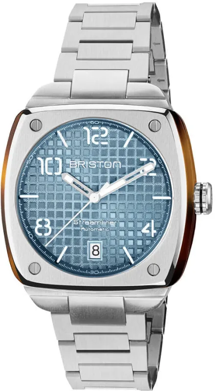Briston Streamliner Urban HMS Auto Steel Ice Blue Watch sold by C.W. Sellors