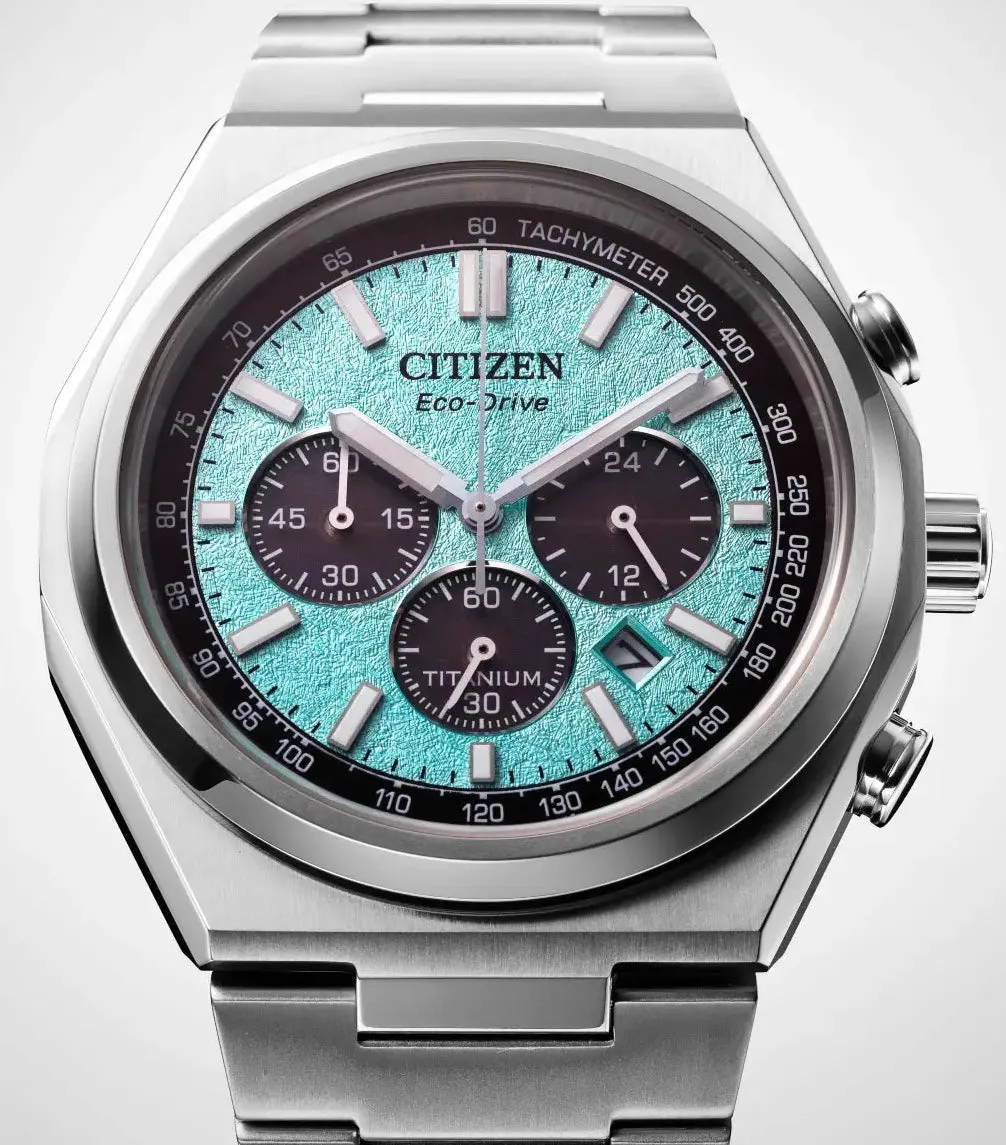 Citizen Super Titanium Zenshin Chrono Textured Blue Watch D sold by C.W. Sellors product image thumbnail 3