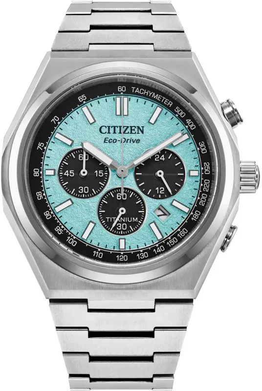 Citizen Super Titanium Zenshin Chrono Textured Blue Watch D sold by C.W. Sellors