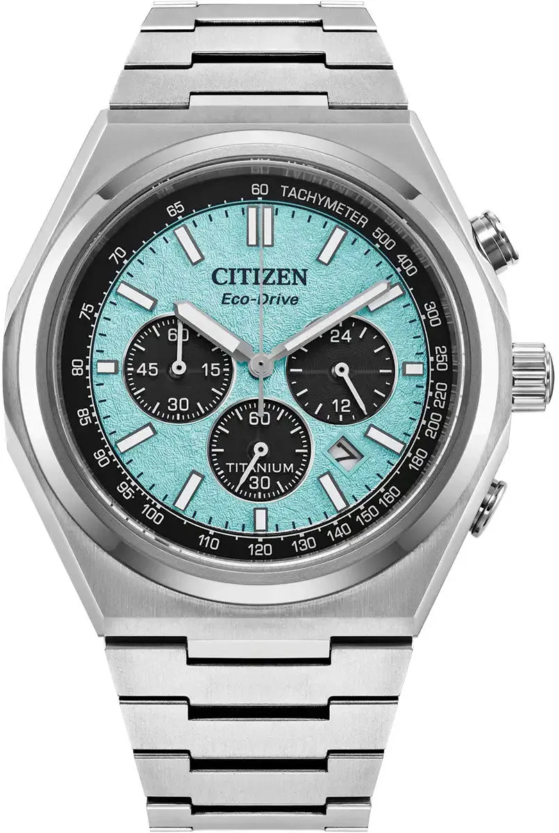 Citizen Super Titanium Zenshin Chrono Textured Blue Watch D sold by C.W. Sellors