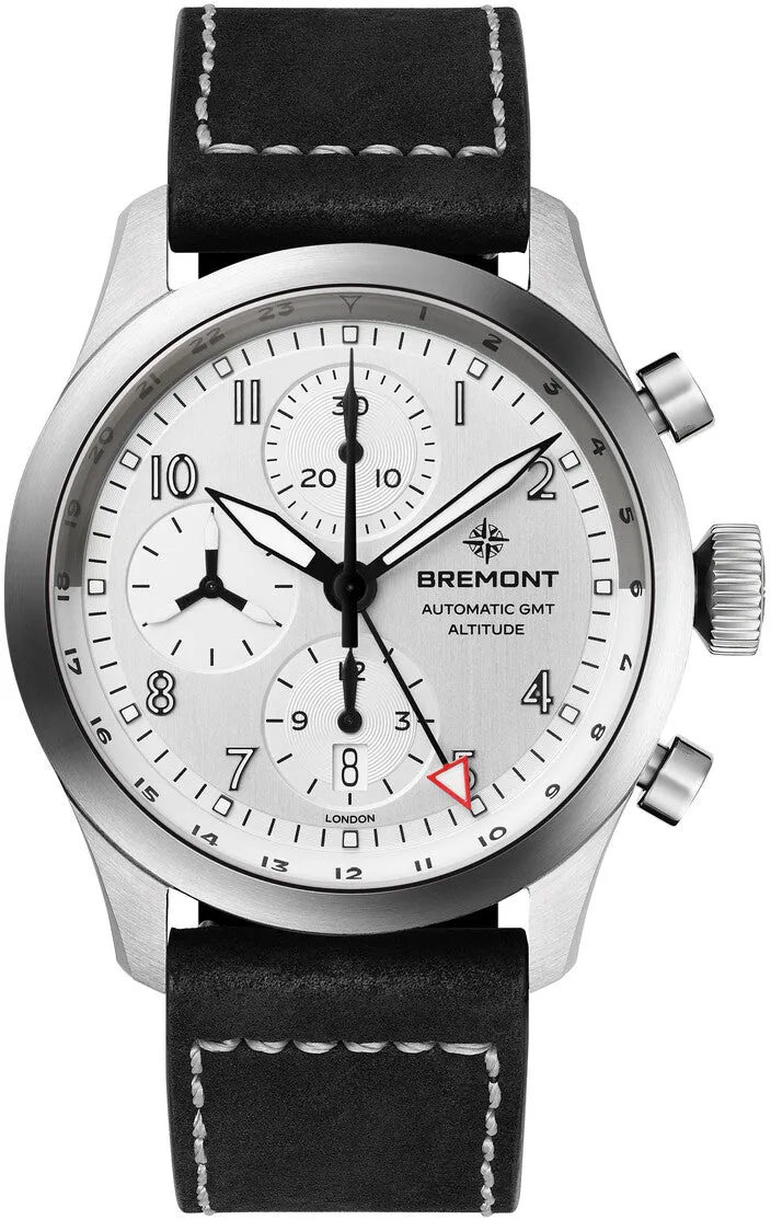 Bremont Altitude Chronograph GMT Silver Leather Watch sold by C.W. Sellors
