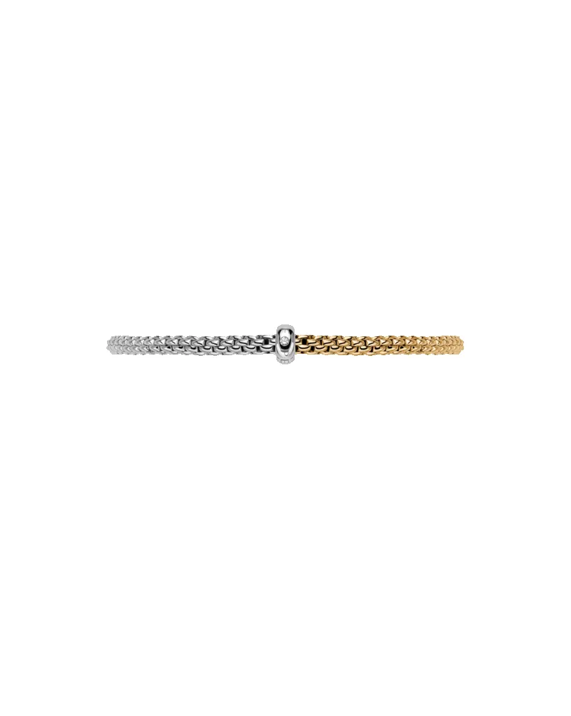 Fope 18ct Yellow & White Gold Bicolour Diamond Flex'it Bracelet sold by C.W. Sellors