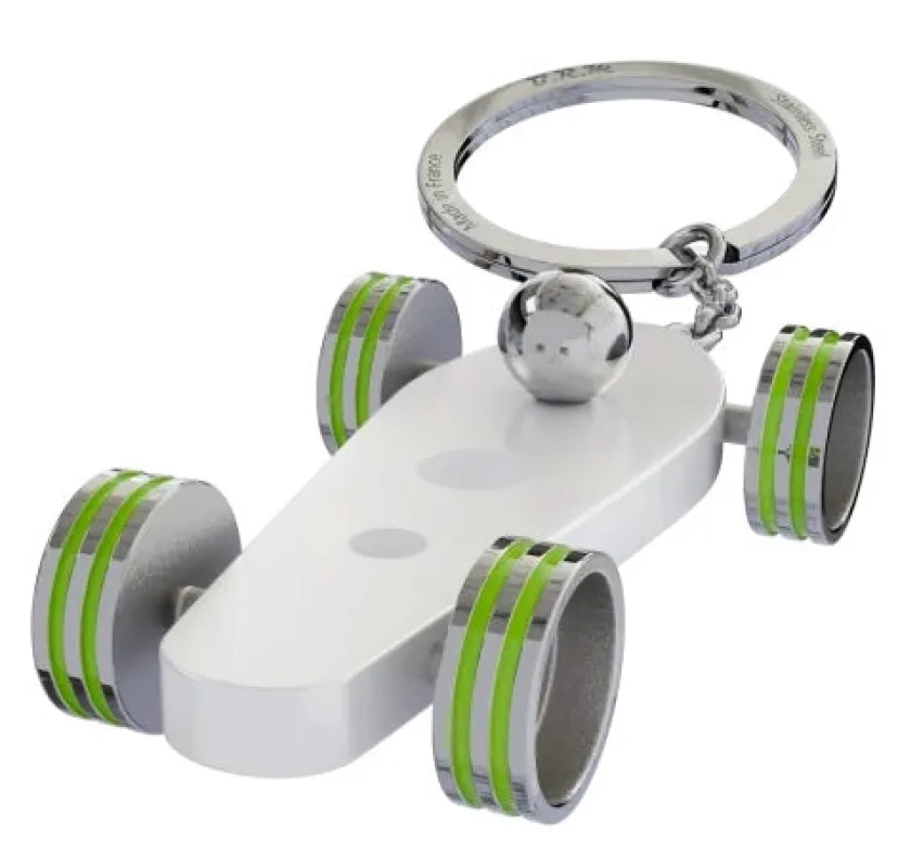 B.R.M. Key Ring Bolides by B.R.M White w Apple Green Wheel Support Ring sold by C.W. Sellors