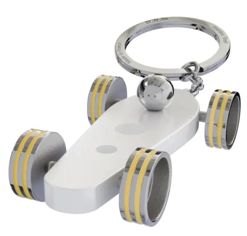 B.R.M. Key Ring Bolides by B.R.M White w Yellow Wheel Support Ring sold by C.W. Sellors