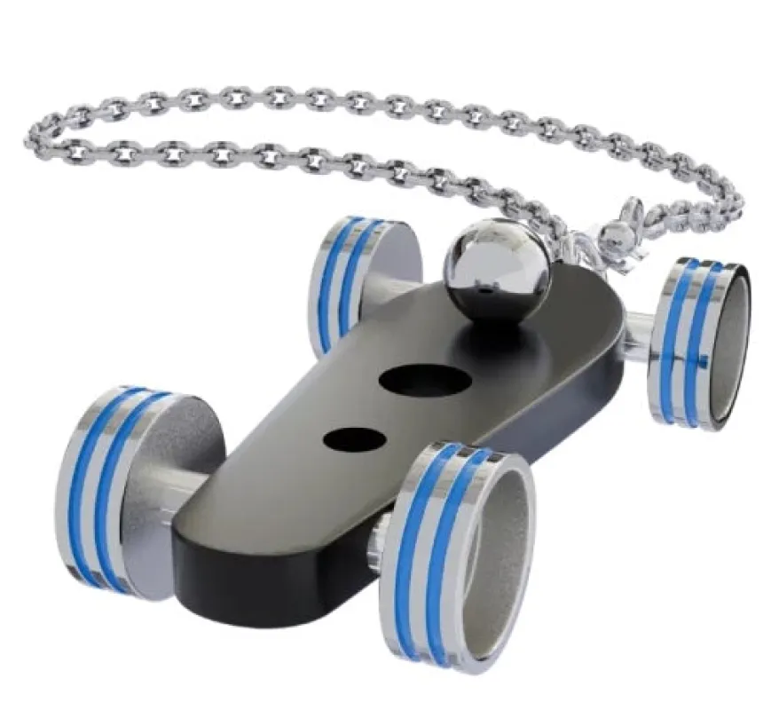 B.R.M. Key Chain Bolides by B.R.M Black w French Blue Wheel Support Chain sold by C.W. Sellors