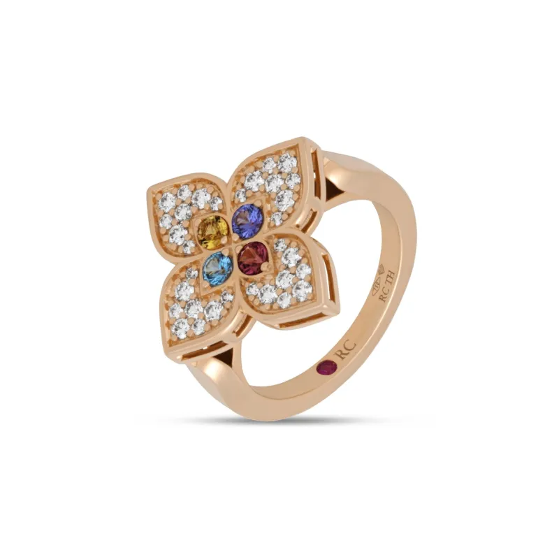 Roberto Coin 18ct Rose Gold 0.38ct Diamond & Mixed Gemstones Venetian Princess Carnival Ring sold by C.W. Sellors