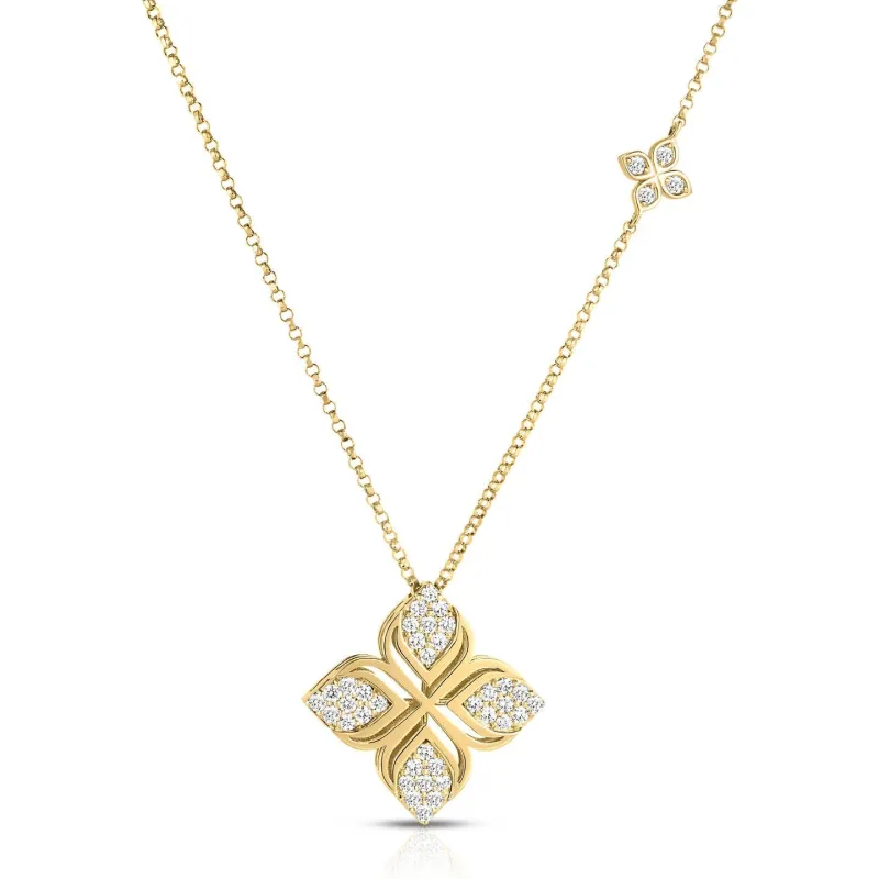 Roberto Coin 18ct Yellow Gold 0.41ct Diamond Arabesque Flower Collar Necklace made by Roberto Coin
