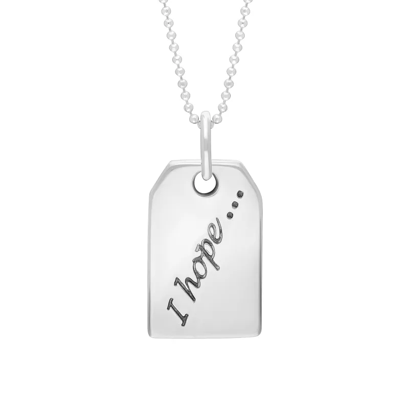 Sterling Silver Small Tag “I Hope” Necklace sold by C.W. Sellors