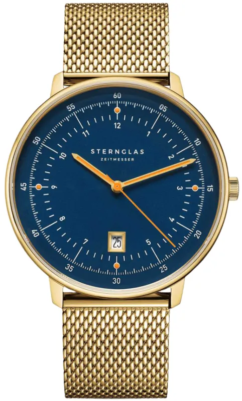 Sternglas Hamburg Dark Blue Gold Watch sold by C.W. Sellors