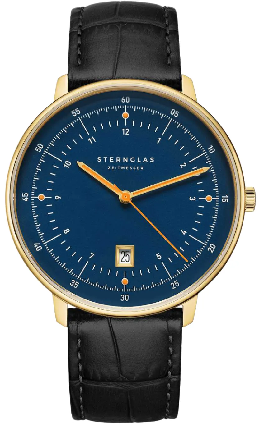 Sternglas Hamburg Dark Blue Gold Watch sold by C.W. Sellors