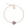 18ct Rose Gold Blue John bloom Four Leaf Clover Ball Edge Chain Bracelet sold by C.W. Sellors