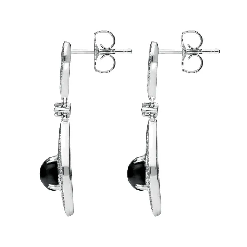 18ct White Gold Whitby Jet Diamond Open Curved Marquise Drop Earrings D sold by C.W. Sellors product image thumbnail 2