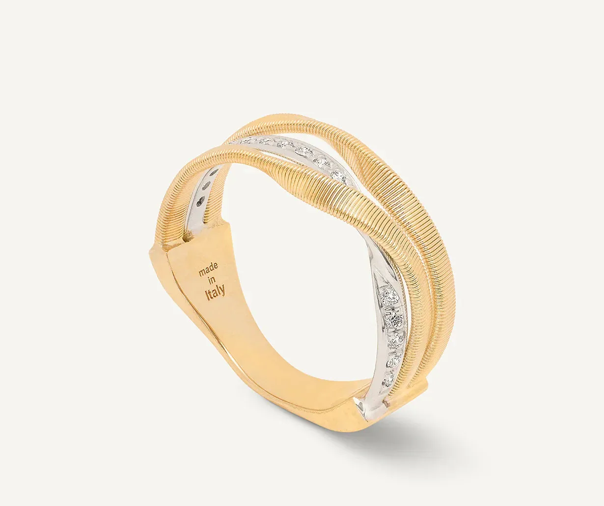 Marco Bicego Marrakech 18ct Yellow Gold Coil 0.133ct Diamond Ring sold by C.W. Sellors