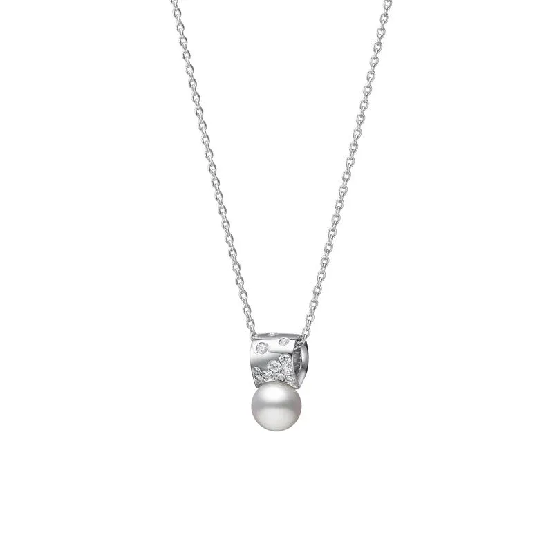 Mikimoto 18ct White Gold Akoya Pearl 0.18ct Diamond Universe Elements Necklace sold by C.W. Sellors