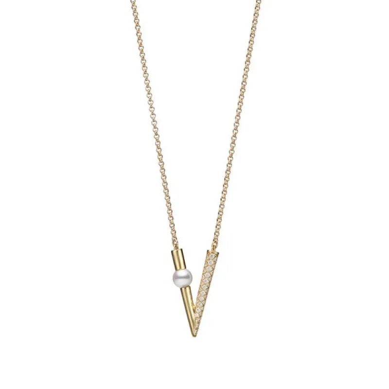 Mikimoto 18ct Yellow Gold Akoya Pearl 0.29ct Diamond V Code Pendant sold by C.W. Sellors