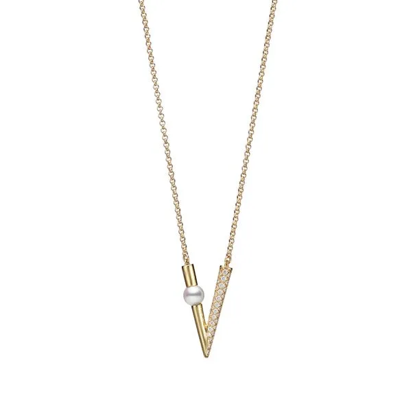 Mikimoto 18ct Yellow Gold Akoya Pearl 0.29ct Diamond V Code Pendant sold by C.W. Sellors