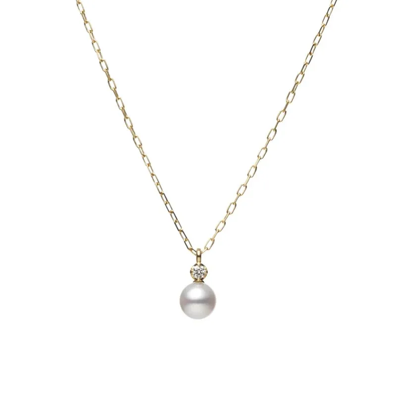 Mikimoto 18ct Yellow Gold Akoya Pearl and Diamond Necklace sold by C.W. Sellors