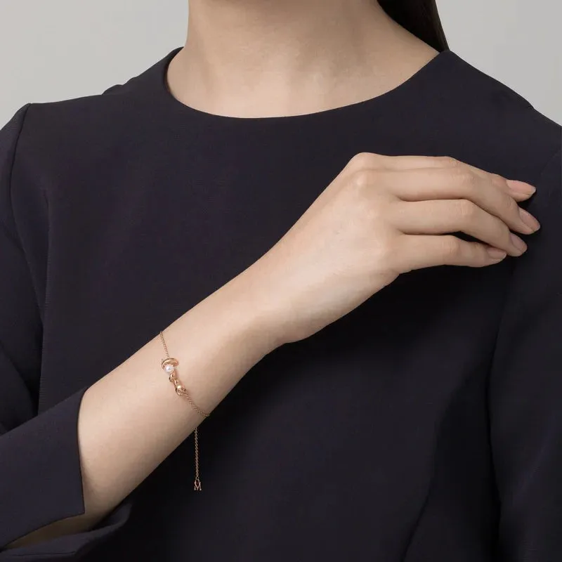 Mikimoto 18ct Rose Gold White Akoya Pearl and Diamond 'Love' Bracelet sold by C.W. Sellors product image thumbnail 2