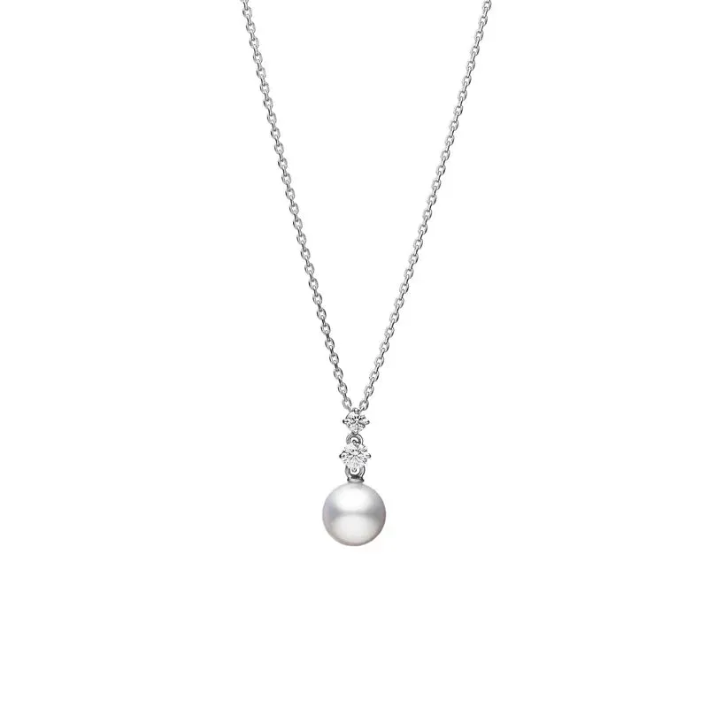 Mikimoto 18ct White Gold Akoya Pearl 0.10ct Diamond Morning Dew Necklace sold by C.W. Sellors