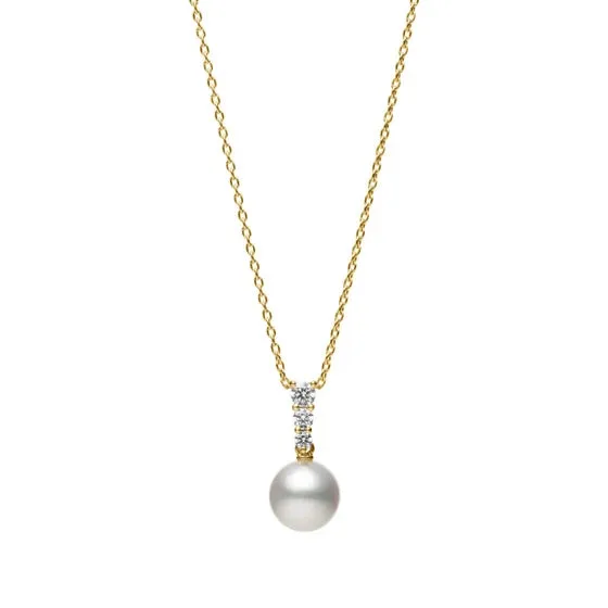 Mikimoto 18ct Yellow Gold Akoya Pearl 0.13 ct Diamond Morning Dew Necklace sold by C.W. Sellors