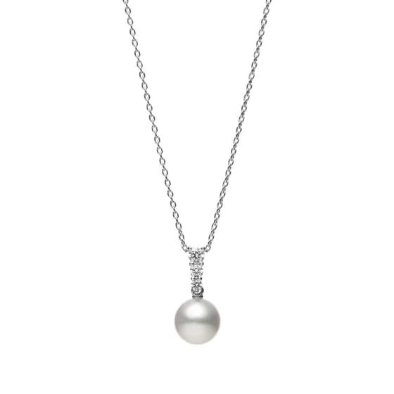 Mikimoto 18ct White Gold Akoya Pearl 0.13 ct Diamond Morning Dew Necklace sold by C.W. Sellors