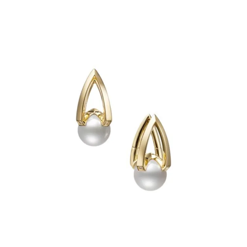 Mikimoto 18ct Yellow Gold Akoya Pearl 0.60ct Diamond  V Code Earrings sold by C.W. Sellors