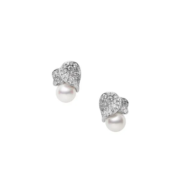 Mikimoto 18ct White Gold Akoya Pearl 0.72ct Diamond Les Pétales Place Vendôme Earrings sold by C.W. Sellors