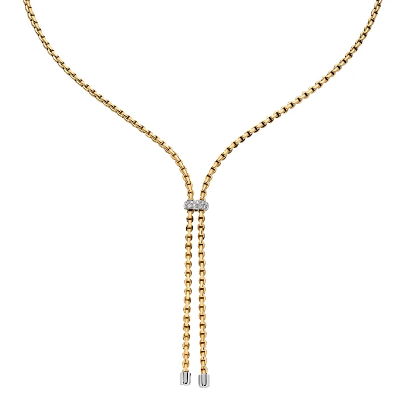 Fope 18ct Yellow Gold 0.10ct Diamond Eka Necklace sold by C.W. Sellors