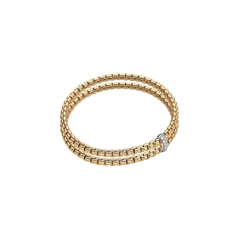 Fope 18ct Yellow Gold 0.10ct Diamond Eka Flex'it Bracelet sold by C.W. Sellors