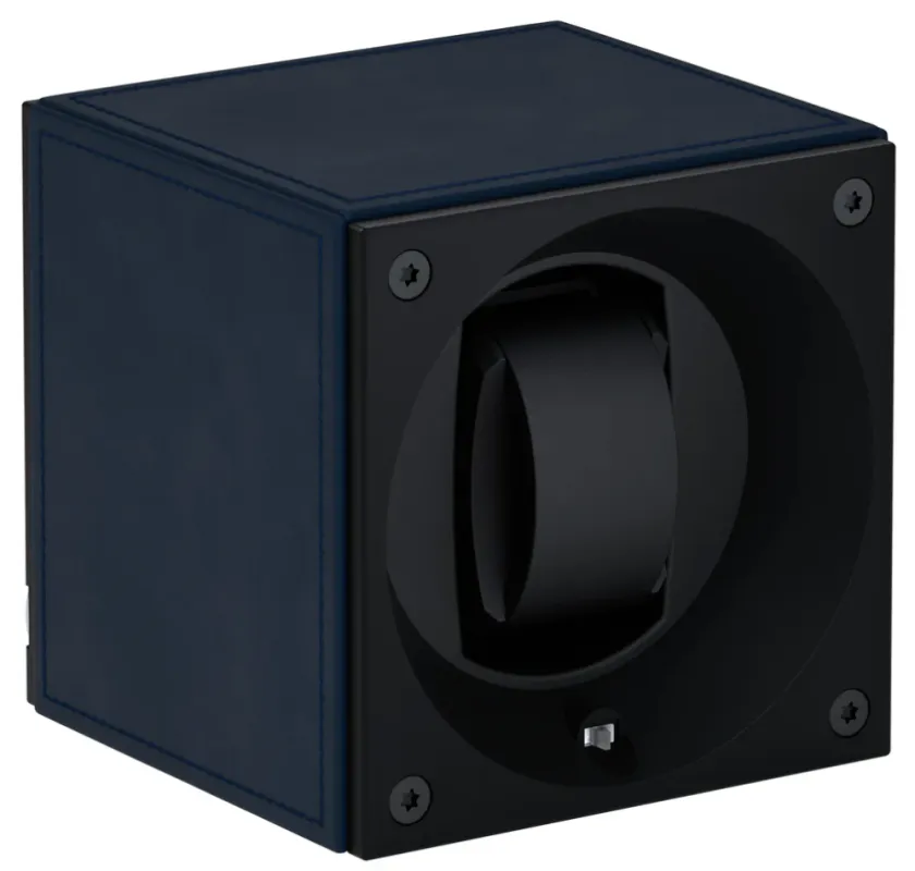 Swiss KubiK Watch Winder Masterbox Single Dark Blue Leather sold by C.W. Sellors