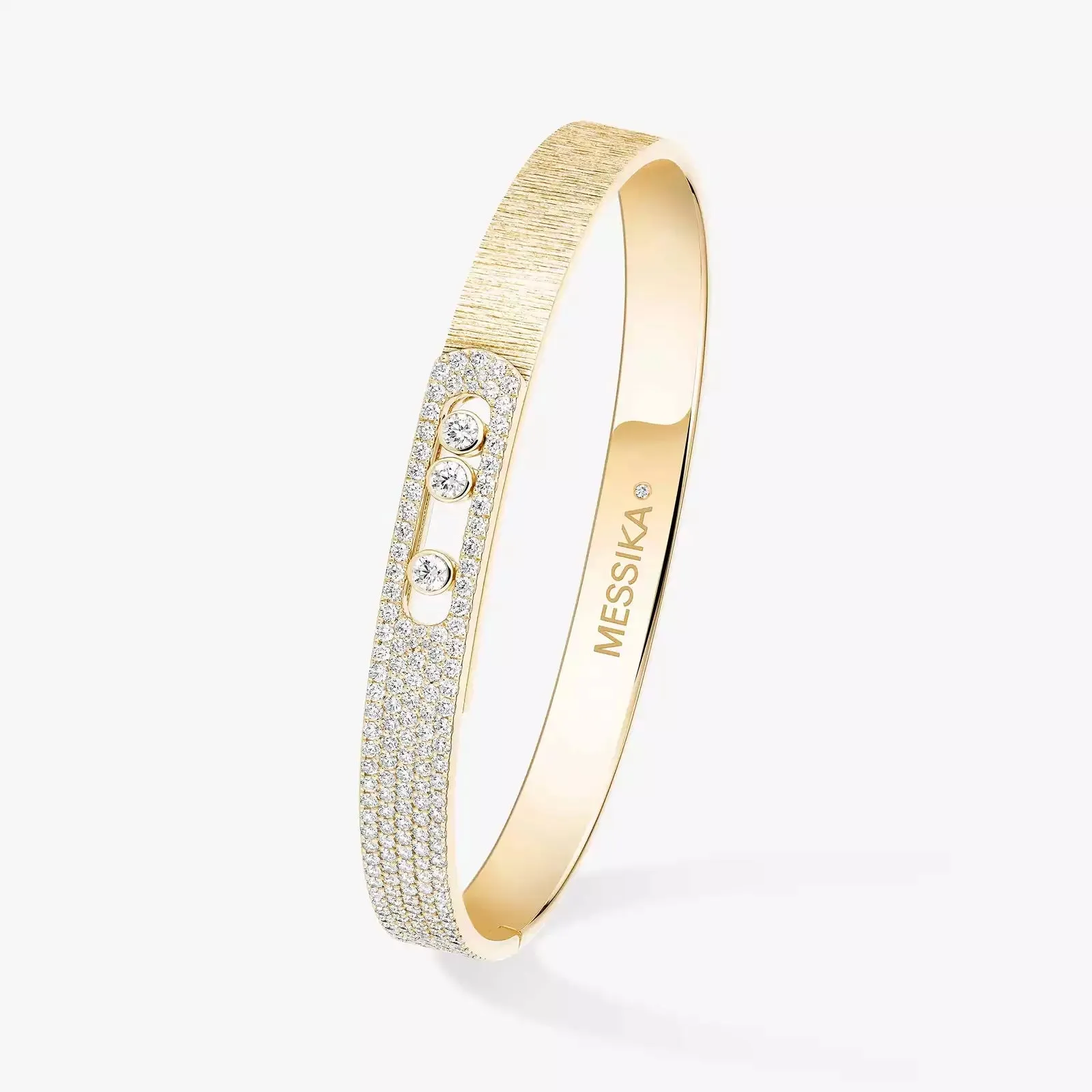 Messika Move Noa Ciselé Semi-Pavé 18ct Yellow Gold 1.55ct Diamond Bangle sold by C.W. Sellors