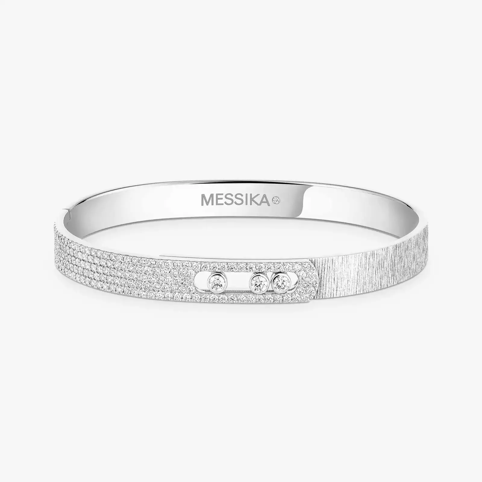 Messika Move Noa Ciselé Semi-Pavé 18ct White Gold 1.55ct Diamond Bangle sold by C.W. Sellors product image thumbnail 2