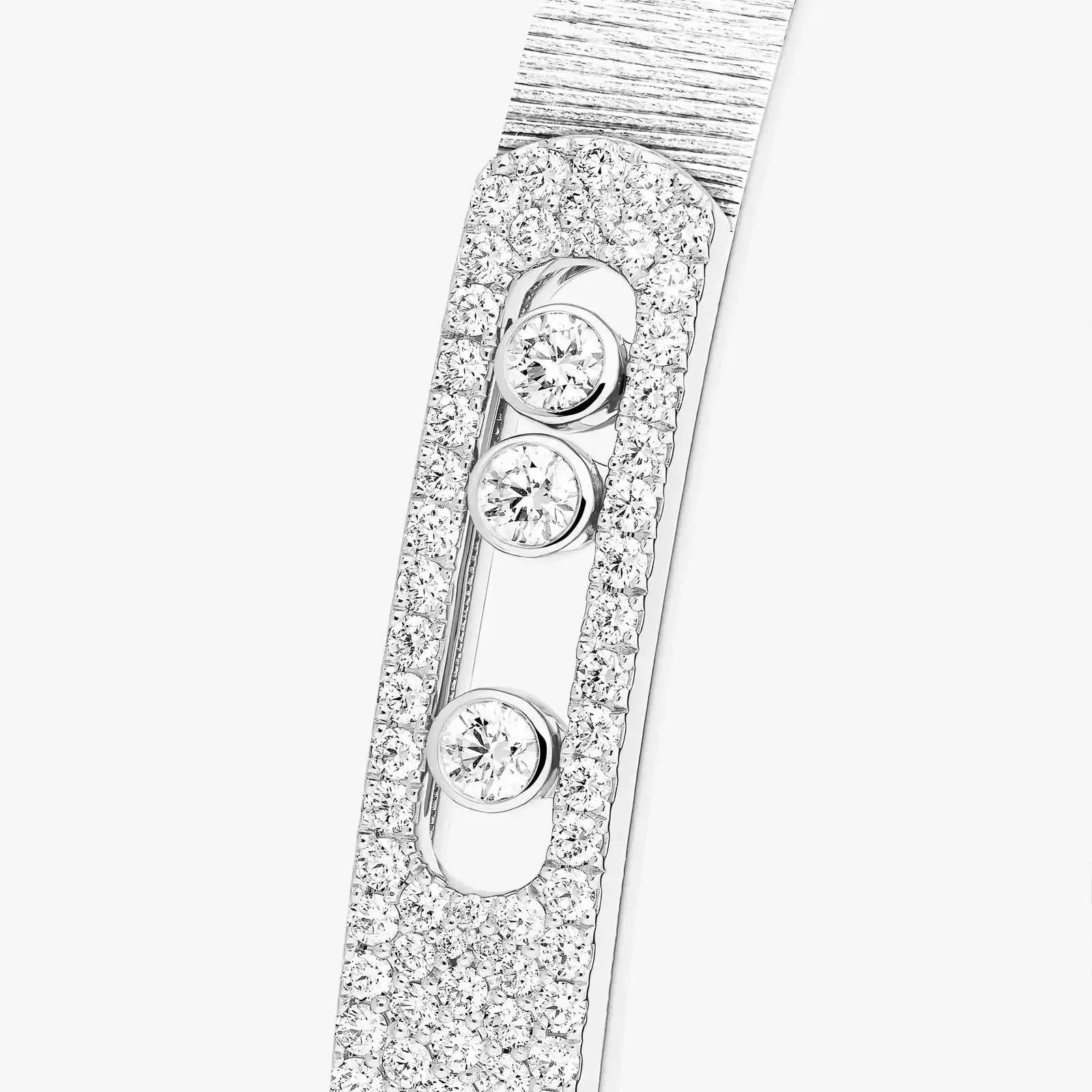 Messika Move Noa Ciselé Semi-Pavé 18ct White Gold 1.55ct Diamond Bangle sold by C.W. Sellors product image thumbnail 3