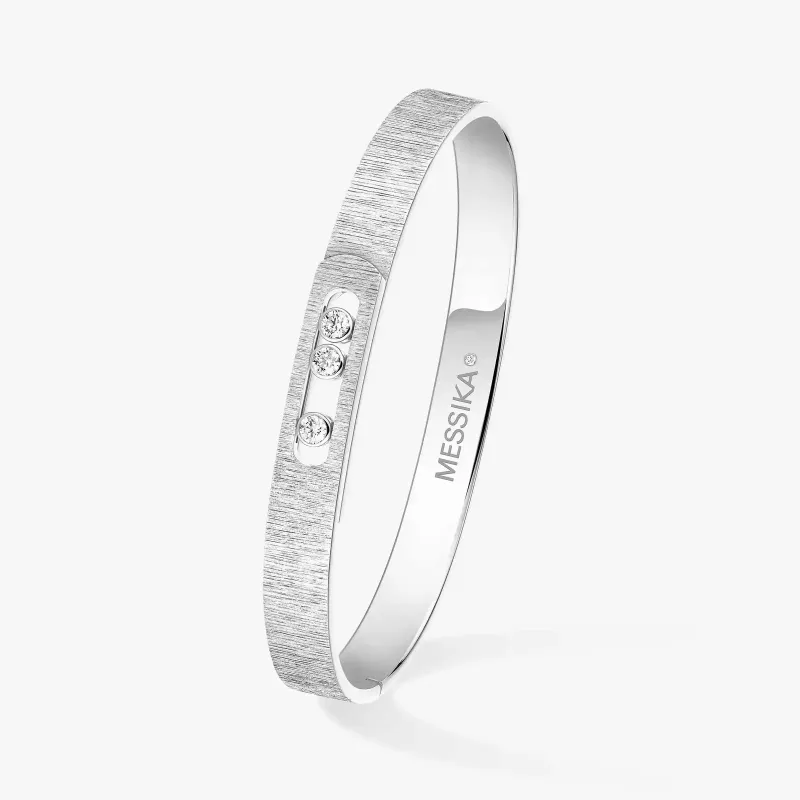 Messika Move Noa Ciselé 18ct White Gold 0.15ct Diamond Bangle sold by C.W. Sellors