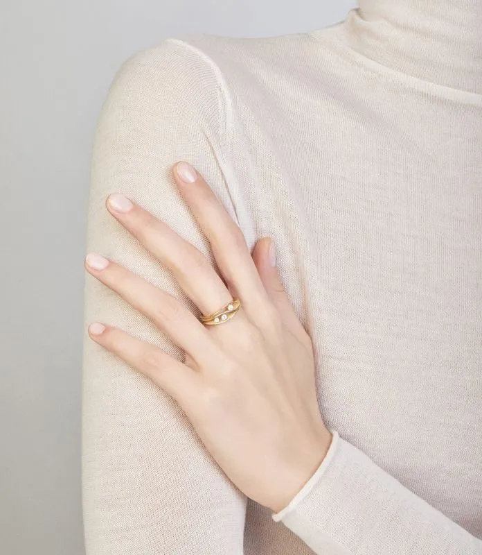 Annamaria Cammilli 18ct Natural Beige Gold 0.19ct Diamond Dune Series Ring sold by C.W. Sellors product image thumbnail 2