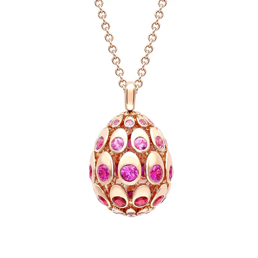 Fabergé Cosmic Curve 18k Rose Gold Ruby & Pink Sapphire Egg Pendant & Chain sold by C.W. Sellors product image thumbnail 2