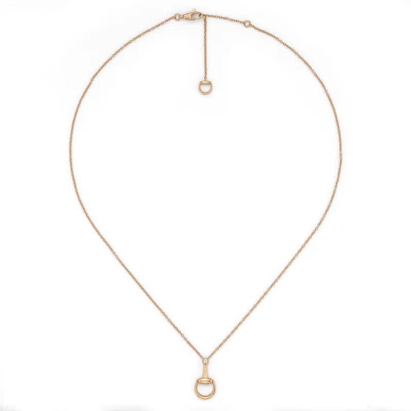 Gucci Horsebit 18ct Rose Gold and Diamond Necklace sold by C.W. Sellors