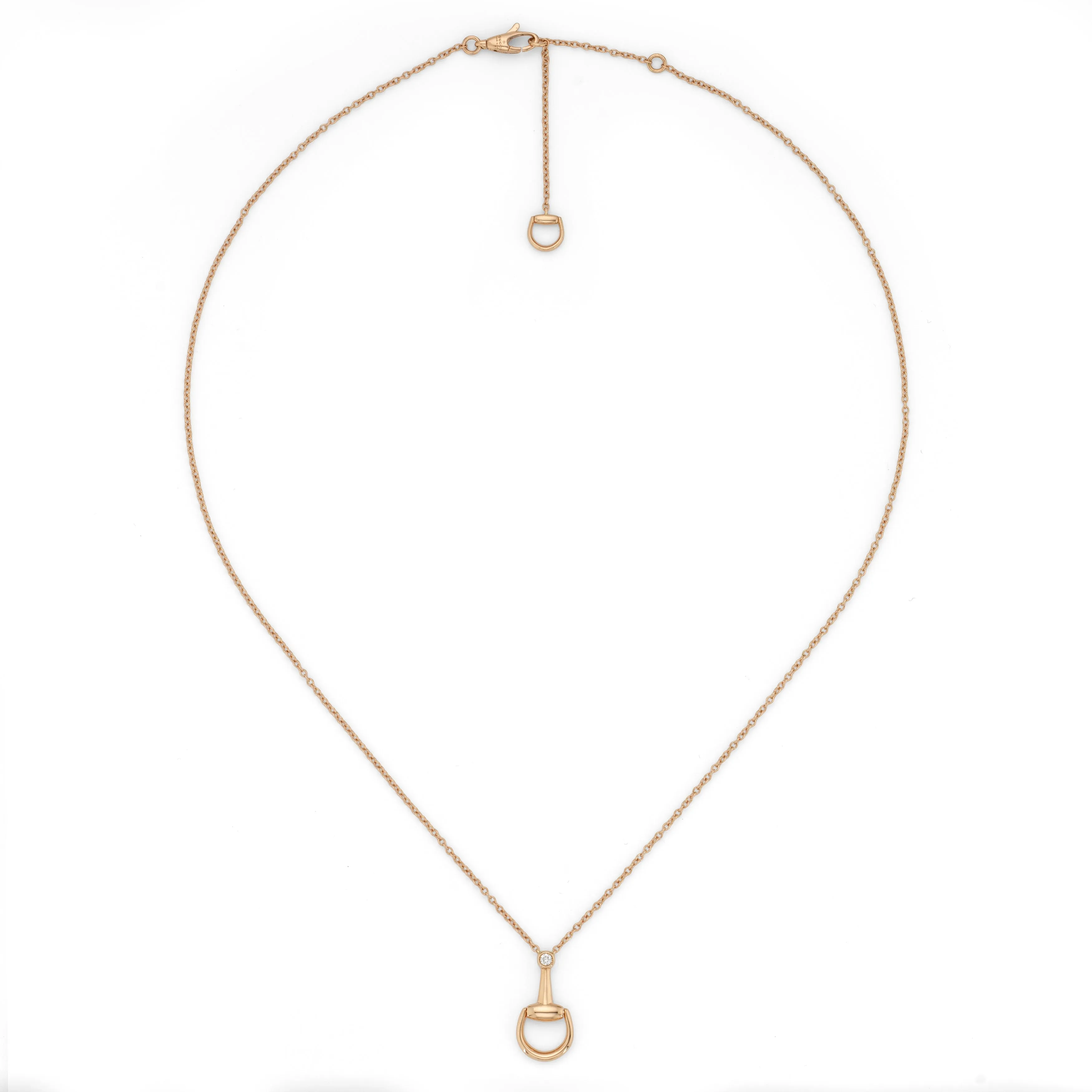 Gucci Horsebit 18ct Rose Gold and Diamond Necklace sold by C.W. Sellors
