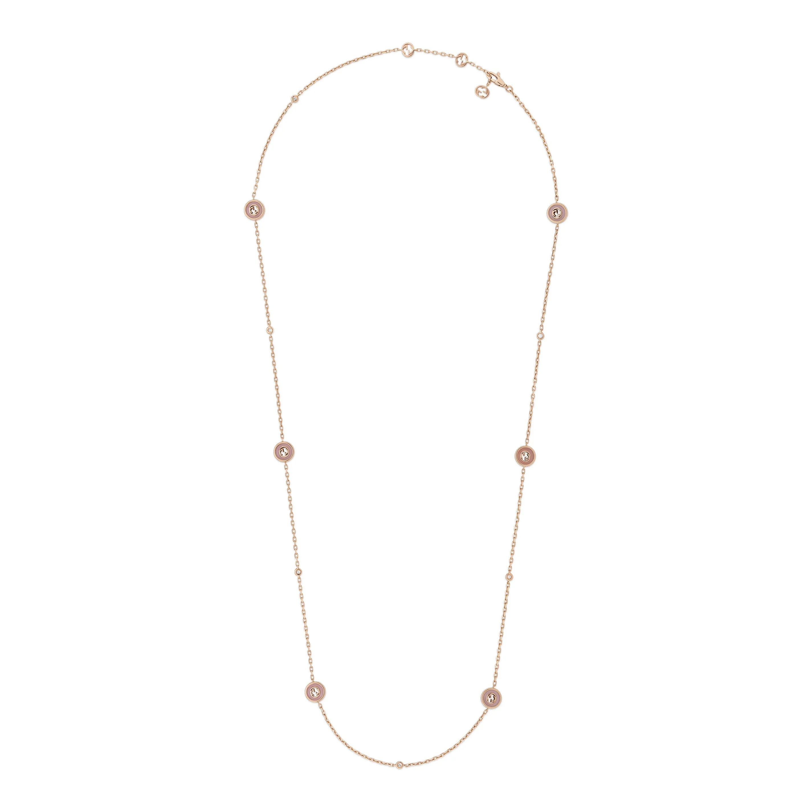 Gucci Interlocking G 18ct Rose Gold Diamond & Pink Opal Necklace sold by C.W. Sellors product image thumbnail 2